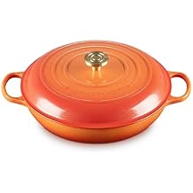 Le Creuset Enameled Cast Iron Signature Braiser 5 qt., Flamme Doree with Crucible Knob