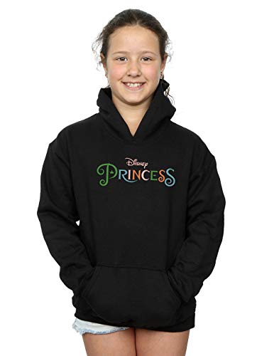 Image of Disney Princess Girls Colour Logo Hoodie Black 7-8 Years