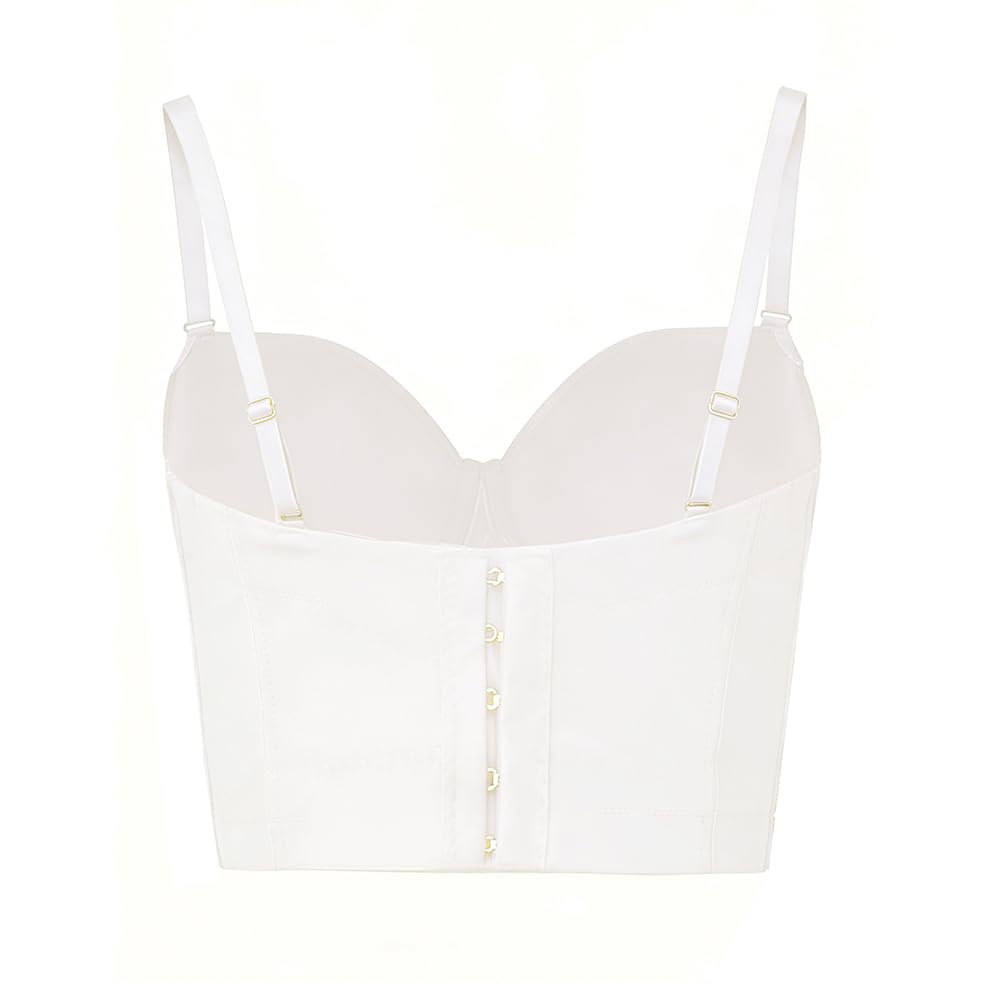 ROYAL SMEELA Top Corsé Lentejuelas para Mujeres Bustier Corse Tirantes Blanco Mujer