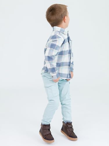 Image of RUGGEDBUTTS Boys Solid Cotton Long Sleeve Button Down Shirt with Button Tabs