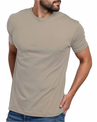 Image of INTO THE AM Mens T Shirts Soft Cotton Blend Crew Neck Tee S - 4XL Athletic Fit Plain Casual T-Shirt for Men