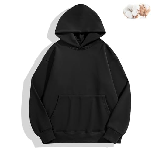 Weighted Hoodie for Anxiety Anxiety Hoodie for Men Heavyweight Fleece Vintage Cotton Sweatshirt Men Streetwear (Black 4X-Large)