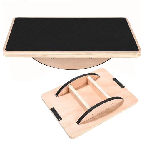 Balance Board Wooden Wobble Board for Adults Anti-Slip Board for Physical Therapy & Core Strength, Ideal Balance Board for Standing Desk with Ankle Support