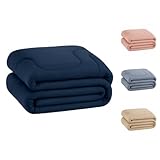 Edredom Percal 400 Fios Grosso Extra Macio Dupla Face Cobertor (Marinho, Queen)