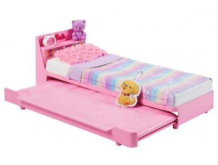 cavernedesjouets Ma Premiere Poupee - Coffret Dodo, Soiree Pyjama - mobilier lit Rose, Chambre - Set Accessoires Maison avec Carte