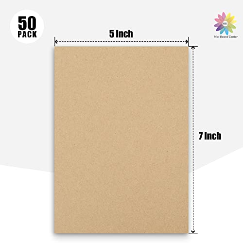 Image of Mat Board Center, 50 Corrugated Cardboard Sheets 5x7 Inches Flat Card Board Inserts for Packing, Shipping, Mailing, DIY Crafts