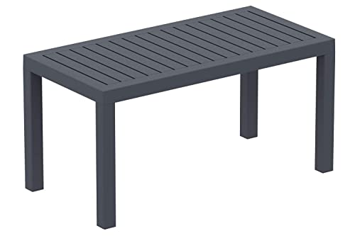 Table Lounge Ocean - Table de Jardin Résistante aux Intempéries et aux Rayons UV - Table de Terrasse ou Véranda en Plastique Solide - Coul, Couleur:Gris foncé