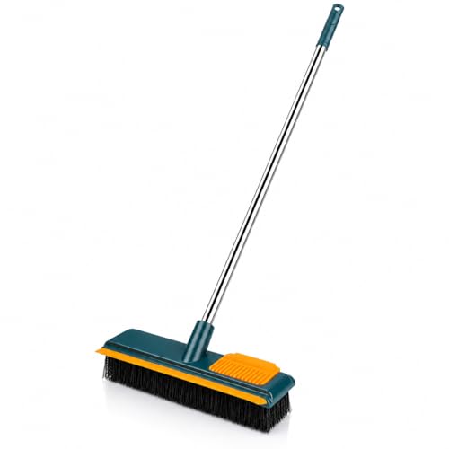 Image of 2-in-1 Bathroom Cleaning Brush with Wiper - Long Handle 180 Rotate Toilet Brush, Tiles Cleaning, Floor Scrub for Kitchen and Bathroom Accessories (Green 3 in 1)
