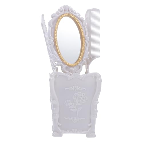 Peigne miroir anti-statique ensemble de coiffure femme blanc portable pour maquillage et salon