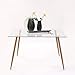 Homely Mesa de Comedor-Cocina Cairo Tapa de Cristal y Patas de Metal símil Madera Color Roble, 120x80 cm