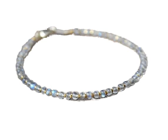 Bracelet unisexe labradorite 3mm et fermoir doré, un cadeau précieux unique
