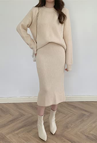 chouyatou Women's Two Piece Sweater Skirt Sets Knit Sweater Top Bodycon Skirt 2 Piece Outfits - Image 6