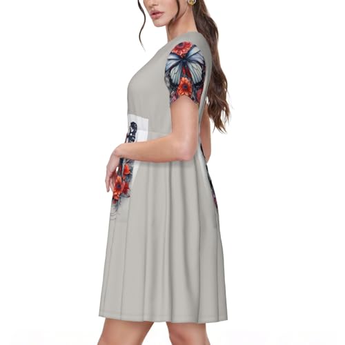 Robe d'été décontractée imprimé fleurs manches courtes
