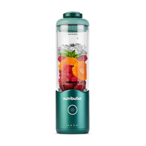 nutribullet Flex 590ml - Batidora Portátil para Smoothies con Tapa con Boquilla y Asa, Picadora, Tritura Hielo y Frutas Congeladas, USB-C, Vaso sin BPA, Fácil de Limpiar, Verde Bosque (NBP013GR)
