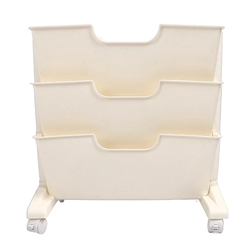 XHTLLO Mobile Bookshelf with Wheels, Removable Plastic Rotatable 3 Tier Mobile Bookshelf, Saving Space 4 Wheel 360° Rotation Movable Bookshelf for Bedroom, Dormitory, Office, Classroom(White)