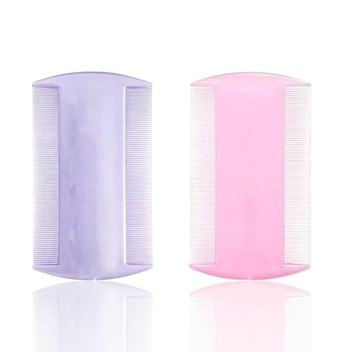 Image of RIANZ Double-Sided Lice Comb for Kids & Adults - Fine Tooth Plastic Hair Comb for Lice, Dandruff & Nit Removal - Reusable, Gentle Scalp Care - Multicolor (Multicolor - Pack of 2)