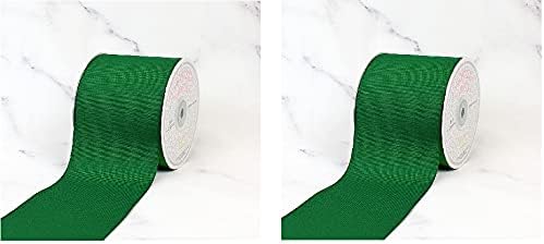 Creative Ideas, Cinta de grogrén sólida de 3 pulgadas, 25 yardas, verde esmeralda, 25 yardas - Paquete de dos
