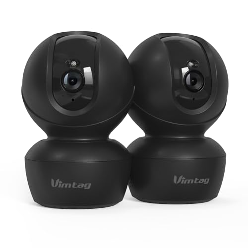 VIMTAG 5G 4MP Security Camera Indoor, 2 Pack Dog Camera with Speaker 360 Motion Tracking, IR Night Vision, Indoor Cameras for Home Security Puppy Cat, 2-Way Audio, Support Alexa, Card (Not Included)