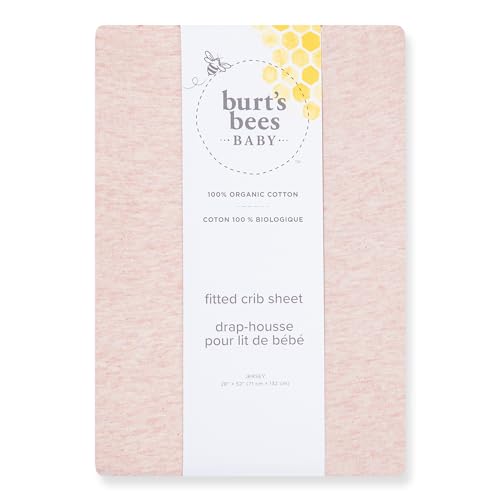 Image of Burt's Bees Baby Organic Cotton Fitted Crib Sheet, Unisex Baby Beddings | A nursery essential crib sheet with 360º elastic that prevents sheets from creeping up on the mattress