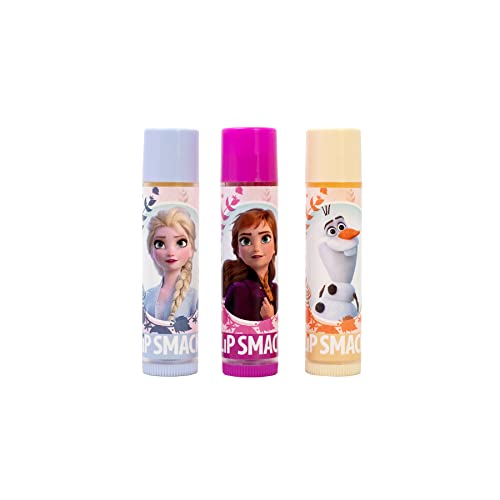Lip Smackers Disney Frozen 2 Flavored Lip Balm - Moisturizing, Soothing Trio Mythical Juniper, Vanilla Snow-it-all, & Optimistic Berry