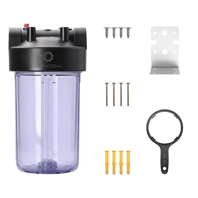 Airthereal Whole House Water Filter Housing, 10" x 4.5" Sediment Carbon Cartridge Universal Housing with 3/4" NPT Port, Pre-Filtration System for Well and City Water, (Clear Housing)