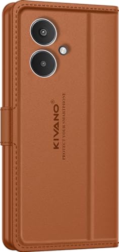 Image of KIVANO LUXE Compatible for Redmi 13C / Poco C65 Luxury Handmade Leather Magnetic Flip Folio Case | Card Holder & Kickstand | Slim Protective Cover | Unisex - Brown