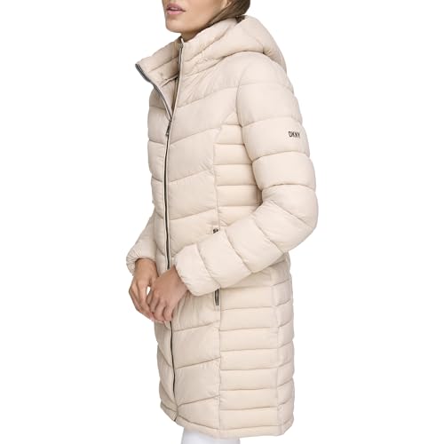 Doudoune légère à capuche femme DKNY galet taille S - 4