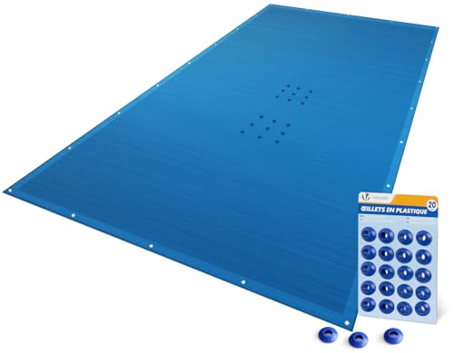 VOUNOT® Poolabdeckung Rechteckig 4x8m, Pool Abdeckplane PE 160g/m², Wasserdicht UV-beständig Reißfest, Doppelte Poolplane mit DIY-Drainagelöchern & Aluminiumösen, für Aufstellpools, Dunkelblau VOUNOT® Poolabdeckung Rechteckig 4x8m, Pool Abdeckplane PE 160g/m², Wasserdicht UV-beständig Reißfest, Doppelte Poolplane mit DIY-Drainagelöchern & Aluminiumösen, für Aufstellpools, Dunkelblau