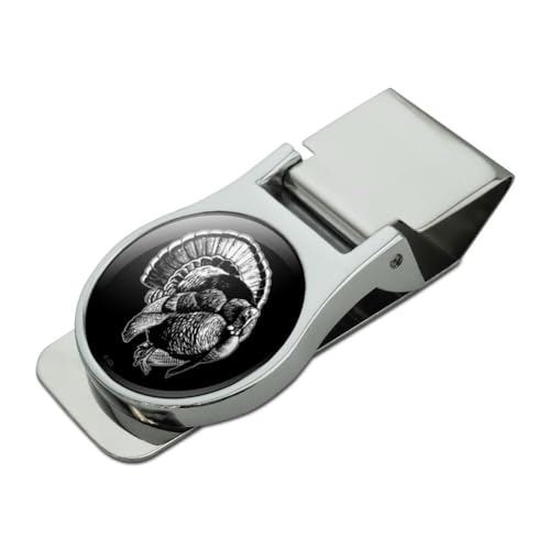GRAPHICS & MORE Turkey Illustration Satin Chrome Plated Metal Money Clip