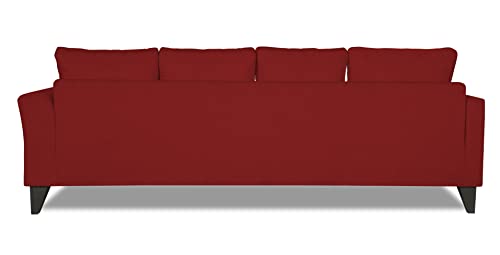 Image of Adorn India Maddox Tufted L Shape 5 Seater Sofa Wood Sofa Set LHS (Maroon) (3 Year Warranty)