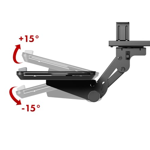 Maclean Tastaturablage Untertisch mit Mausablage | Höhenverstellbar Neigbar Drehbar | Ergonomische Halterung für Schreibtisch bis 5kg | Tastaturhalter aus Stahl und Kunststoff (Schwarz)