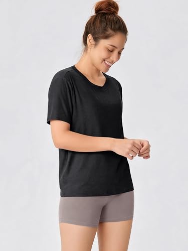 Image of ODODOS Women's Performance Cropped Tee Ultra Soft odSTRATUM Tech Short Sleeve Relaxed Top Crew Neck T-Shirts
