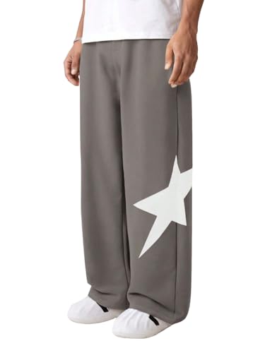 ZAFUL Mens Baggy Jogger Pants Casual Drawstring Wide Leg Stars Straight Workout Sweatpant with Pockets