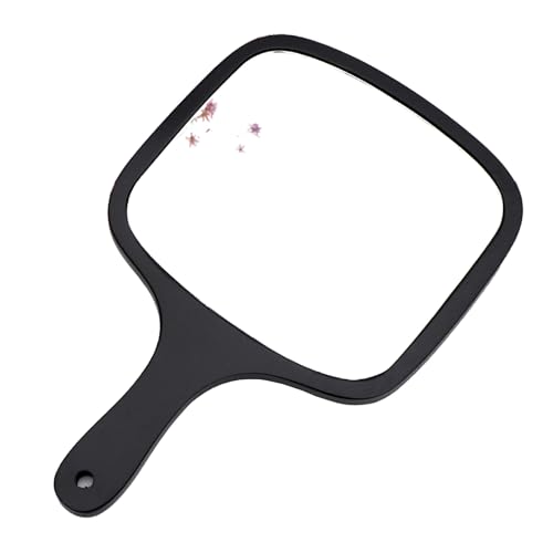 lasenersm 1 Piece Wooden Makeup Mirror Curved Edge Square Handheld Mirror with Handle Single Side Cosmetic Mirror Vanity Handheld Mirror Handheld Vanity Mirror, 7.5 x 11.4 Inches, Black