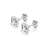 925 Sterling Silver Cubic Zirconia Cz Crystal 4mm Princess Cut Square Solitaire Stud Earrings Pair Mens Ladies Girls #4