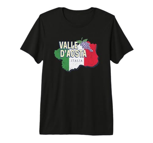 Valle de Aosta Italia Región Retro Mapa Vintage Souvenir Camiseta Premium