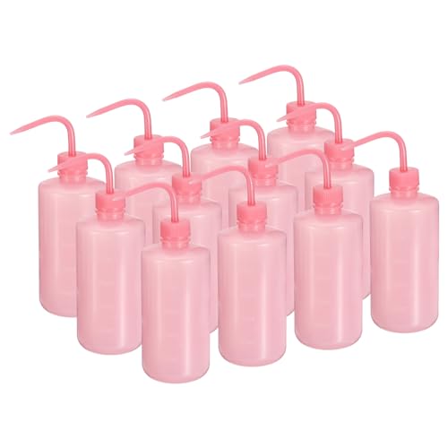 PATIKIL 500ml Wash Bottle, 12pcs Plastic Squeeze Bottle Narrow Mouth Bottle Watering Tools Foam Bottle for Green Soap Cleaning Washing Irrigation, Pink
