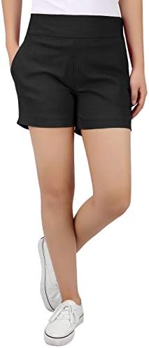 HDE Chino Shorts for Women 4&#34; Inseam Elastic High Waisted Casual Summer Shorts