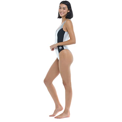 Body Glove Women's Standard The 91 Time Zip Front One Piece Swimsuit, Silver, Medium #TOP3