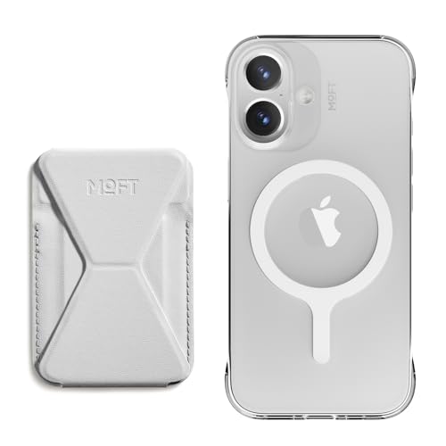 MOFT Magnetic Wallet Stand Misty Cove & Invisible Clear MagSafe Phone Case iPhone 16