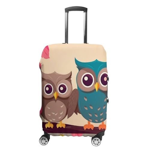 Cute Owls Luggage Cover Elastic Suitcase Protector Case Anti-Scratch Washable Baggage Covers Protector For Traveling, Aircraft Consignment S