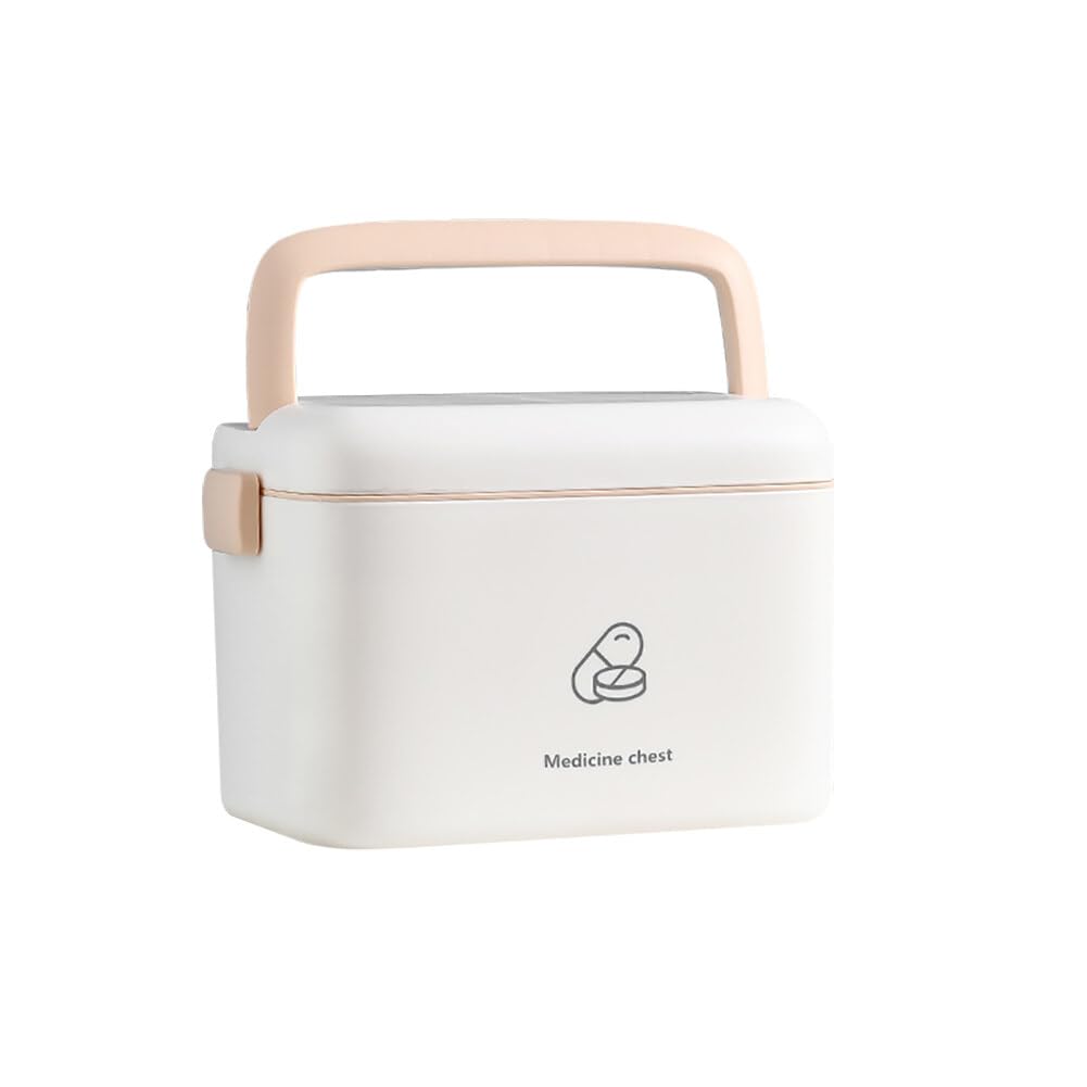 Storage Organizer - Medicine Box Plastic First Aid Box Empty - Family Emergency Kit Medication Storage Organizer with Handle Medicine Cabinet Storage Pill Case Large Capacity Organizer Box