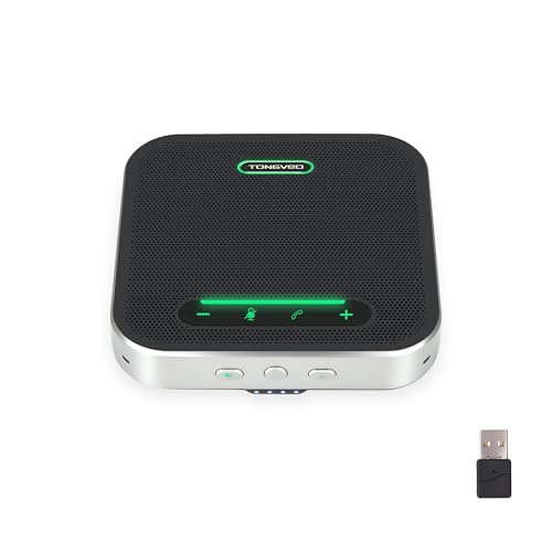 Image of TONGVEO Bluetooth Conference Speaker with Microphone, AI Noise Cancelling USB/Wireless Speakerphone for PC, 4 Mics 360° Voice Pickup, 24H for Zoom, Teams, Home Office Meeting Room