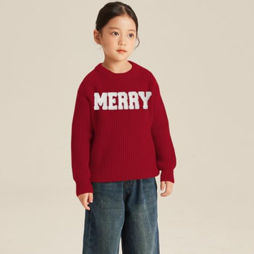 CM C&M WODRO Girl’s Merry Sweater Christmas Knit Crewneck Long Sleeve Pullover Cute Holiday Jumper Tops 7-11 Years3