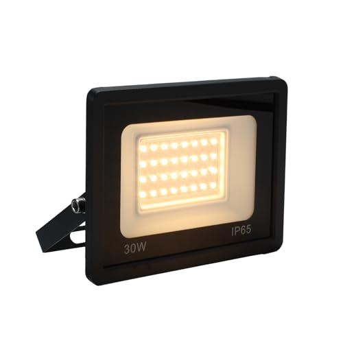 Alpinaluz Proyector LED Exterior 30W, 2850lm, IP65, Luz Cálida 3000K, Ángulo 120°, Soporte Ajustable, Carcasa de Aluminio con Driver Sellado Integrado y Chips LED CRI 80 para Jardines, Garajes y Patio