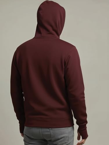 Image of ADRO Men Balaclava Hoodies | 320 GSM Soft Cotton Zipper Hoodie | Thumb-Hole Cuff Gloves | Travel Jacket with Hood | Winter Sweatshirt