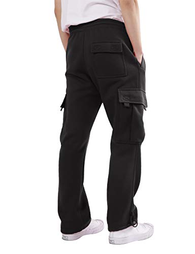 Men's Heavyweight Fleece Cargo Sweatpants With Pockets (Available In Plus Size) S Black #TOP3