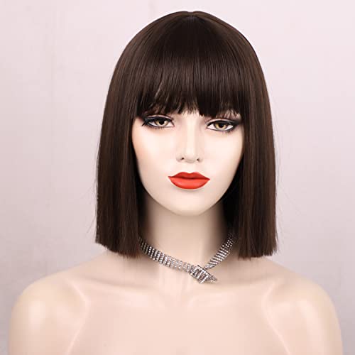 ENTRANCED STYLES Brown Wigs for Women Short Bob Wig with