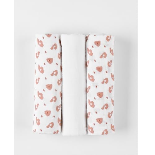 Noukie's - Lot de 3 Langes Bébé 70x70 cm – Allaitement - Bavoir épaule - Lange pour Change - Couverture légère bébé - Pare Soleil Poussette - Doudou -...