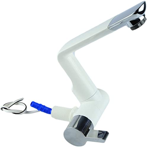 12V Electric Water Faucet Tap With Switch | Ideal For Kitchen Sink And As Pump Connection In Rv, Trailer, Campervan Or Boat (Up To 1.5 Bar) | Rotatable Spout Perfect For Laundry, Outdoor, Bar (White) #TOP5